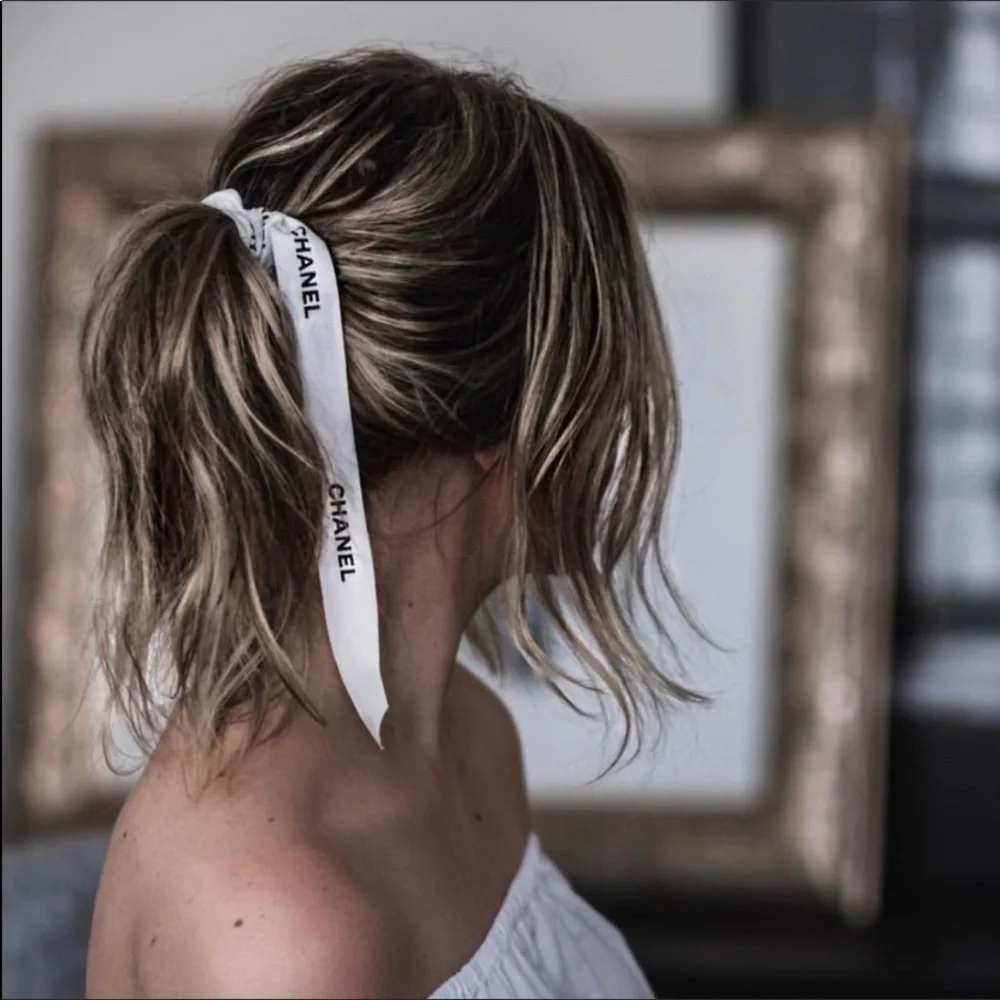 Authentic Chanel Classic Logo Black and White Wrapping Ribbon DIY-over 10 feet